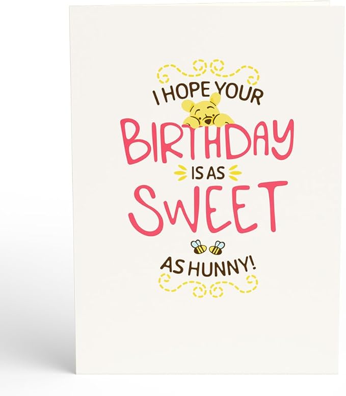 Lovepop Happy Birthday Pop-Up Card for Her and Him- 3D Disney Birthday Greeting Cards for Boys, Girls, Men, Women - Sweet as Hunny - 5" x 7" Pooh Bear Card - Blank Note Card & Envelope Included