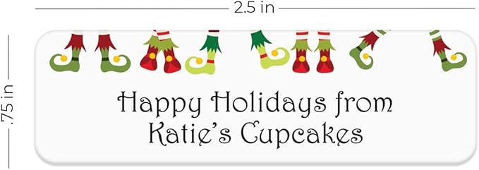 Whimsical Elf Shoes Rolled Address Labels / 250 Personalized Return Address Labels/Designer Address Stickers in Elegant Plastic Dispenser