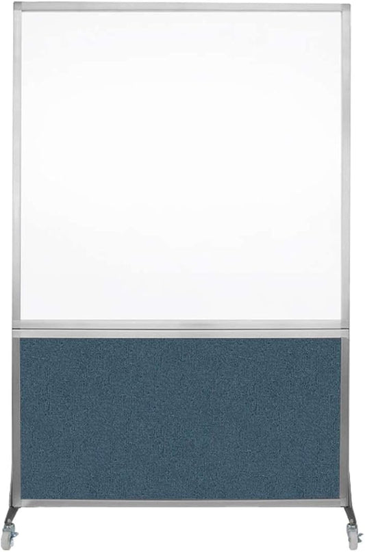 DivideWrite Mobile Whiteboard | Double Sided Dry Erase Board | Portable Office Cubicle Partition | Display for Classrooms, Conference Rooms, Meeting Areas and More | Caribbean Fabric 4' Wide x 6' Tall
