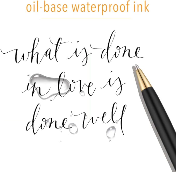 Unibene Slim Metallic Retractable Ballpoint Pens - Black & Gold, Nice Gift for Business Office Students Teachers Wedding Christmas, Medium Point(1 mm) 6 Pack-Black ink