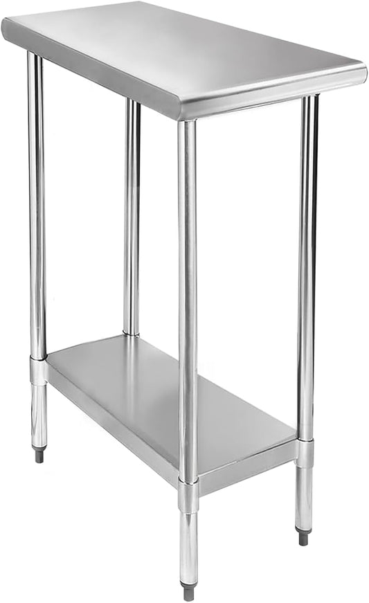 STABLEINK NSF Stainless Steel Table, 30 x 12 Inches Metal Prep & Work Table with Adjustable Undershelf, for Commercial Kitchen, Restaurant, Hotel and Garage，Small Stainless Steel Table