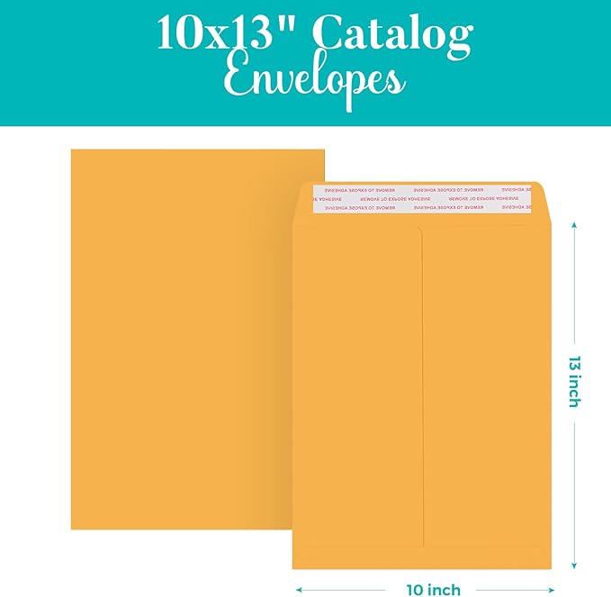 ACSTEP 100Pack Brown Envelopes Self Seal 10x13 Large Brown Kraft Catalog Envelopes, 10x13 Vanilla Envelopes for Mailing