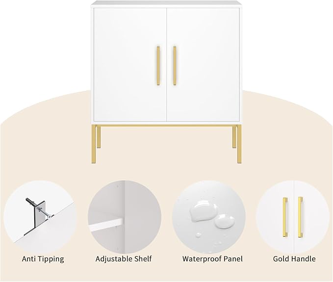 LYNSOM Storage Cabinet with Doors, Set of 3, Modern Buffet Cabinet with Storage, Kitchen Sideboard Buffet, White Wood Accent Cabinet for Living Room, Bedroom, Hallway, Entryway, Office, White