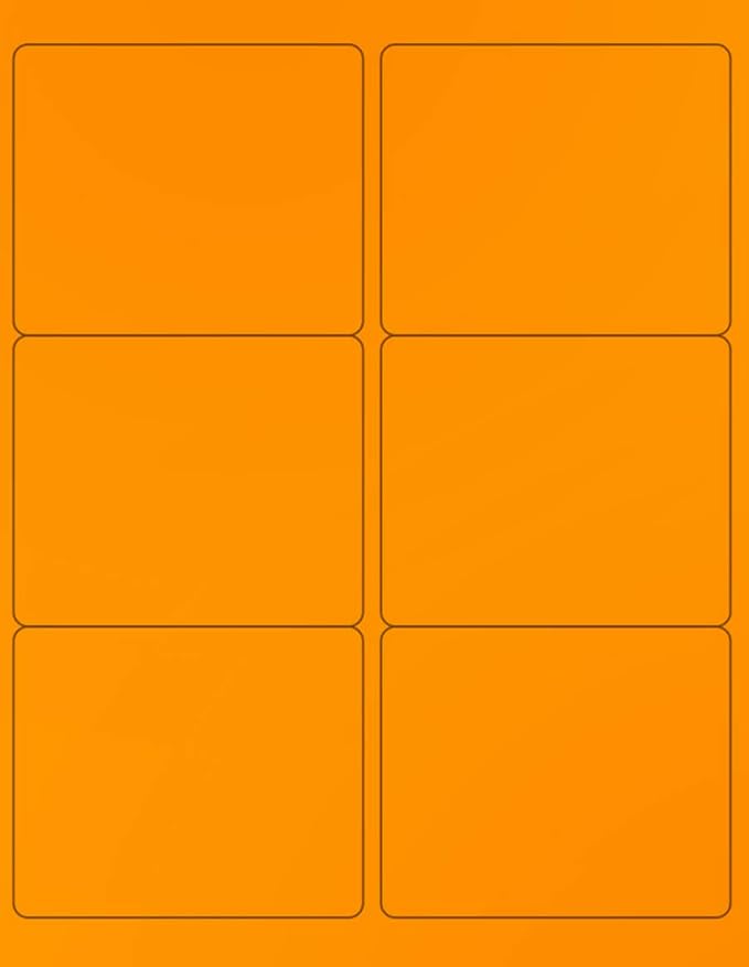 NextDayLabels - 8-1/2 x 11 Neon Color High Light Fluorescent Labels for Laser & Inkjet Printer (Orange Fluorescent, 4" x 3-1/3" - 6 Per Page | 150 Labels)