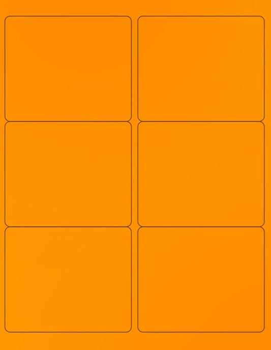 NextDayLabels - 8-1/2 x 11 Neon Color High Light Fluorescent Labels for Laser & Inkjet Printer (Orange Fluorescent, 4" x 3-1/3" - 6 Per Page | 150 Labels)
