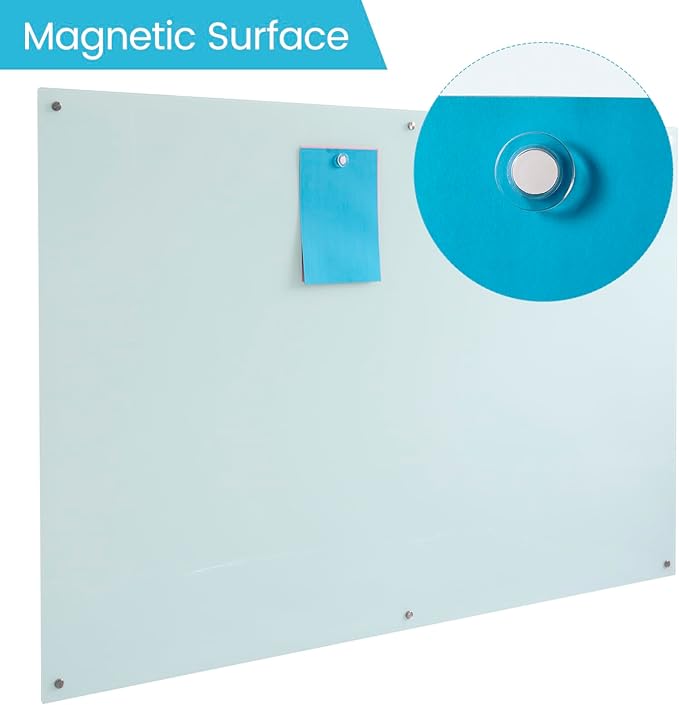 Magnetic Glass Dry Erase WhiteBoard 72"x48",Frosted Surface Glass White Board Wall Mounted for Office School Home