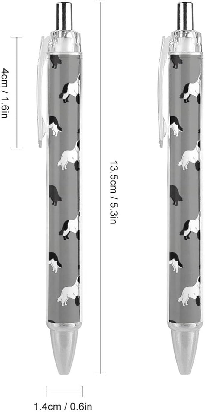 Cute Retractable Pens Pack of 2, 0.5mm Ballpoint Pens with Black Ink, Newfie Dog Ball Point Pen for Smooth Writing Office Supplies