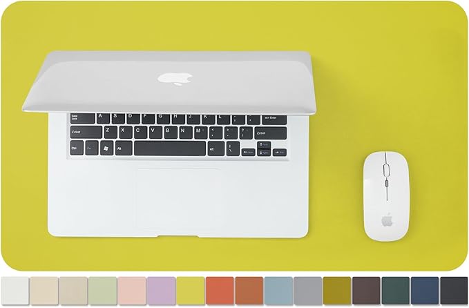 Leather Desk Mat - Small Non-Slip PU Desk Pad for Office and Home - Desk Organization and Accessories - Ideal for Large Mouse Pad and Small Desk Mats on Top of Desks (Lemon Yellow,23.6"x 13.8")