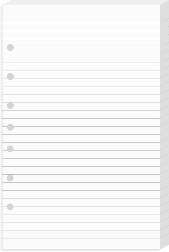 Lind Filler Paper for Mini Binder 5.5"x8.5", 100 Sheets, 7-Hole, White