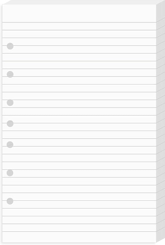 Lind Filler Paper for Mini Binder 5.5"x8.5", 100 Sheets, 7-Hole, White