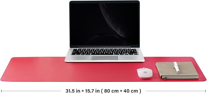 Leather Desk Mat - Non-Slip PU Desk Pad for Office and Home - Desk Organization and Accessories - Ideal for Large Mouse Pad and Desk Mats on Top of Desks (Rose Red,31.5"x 15.7")