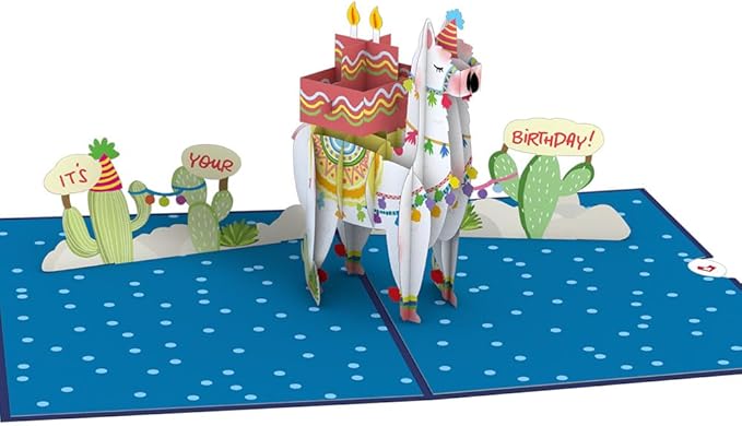 Lovepop Birthday Pop-Up Card for Her, Him, Men, Women - 3D Animal Greeting Cards - Sound The A-Llama - 5" x 7" - Blank Notecard & Envelope Included