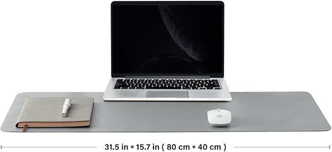 Leather Desk Mat - Non-Slip PU Desk Pad for Office and Home - Desk Organization and Accessories - Ideal for Large Mouse Pad and Desk Mats on Top of Desks (Dark Gray,31.5"x 15.7")