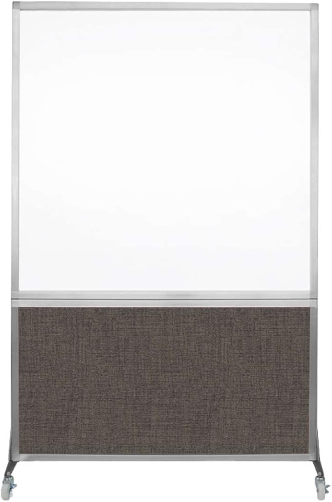 DivideWrite Mobile Whiteboard | Double Sided Dry Erase Board | Portable Office Cubicle Partition | Display for Classrooms, Conference Rooms, Meeting Areas and More | Mocha Fabric 4' Wide x 6' Tall