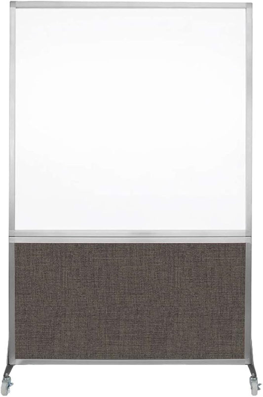 DivideWrite Mobile Whiteboard | Double Sided Dry Erase Board | Portable Office Cubicle Partition | Display for Classrooms, Conference Rooms, Meeting Areas and More | Mocha Fabric 4' Wide x 6' Tall