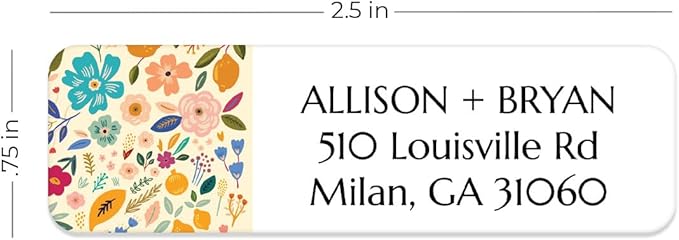 Multi-Floral Print Rolled Address Labels / 500 Personalized Return Address Labels/Designer Address Stickers in Elegant Plastic Dispenser