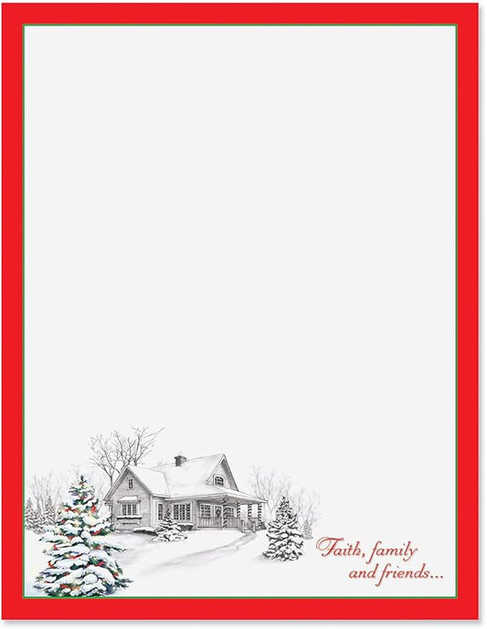 Winter Home Christmas Stationery - Holiday Letters, Printer Paper, 25 Sheets, 8½ x 11 Inch, by Current
