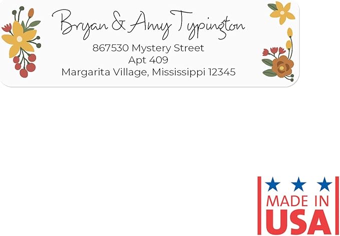 Retro Floral Rolled Address Labels/Roll of 500 Personalized Return Address Labels/Designer Return Address Stickers in Elegant Plastic Dispenser