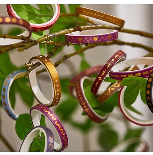 YUBX Skinny Gold Washi Tape Set Basic Foil Print Decorative Masking Tapes for Arts, DIY Crafts, Journals, Planners, Scrapbook, Wrapping (Orange of Sunset)