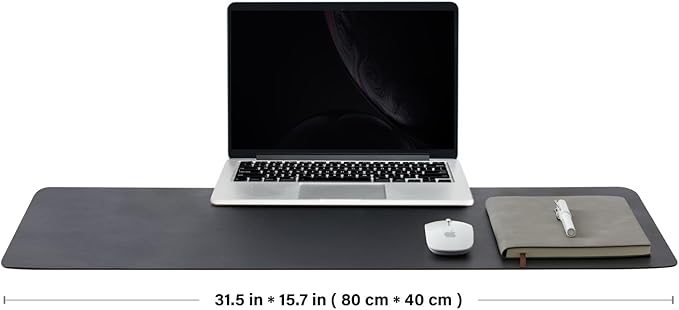 Leather Desk Mat - Non-Slip PU Desk Pad for Office Home - Organization Accessory - Ideal for Large Mouse Pads (Black,31.5"x 15.7")