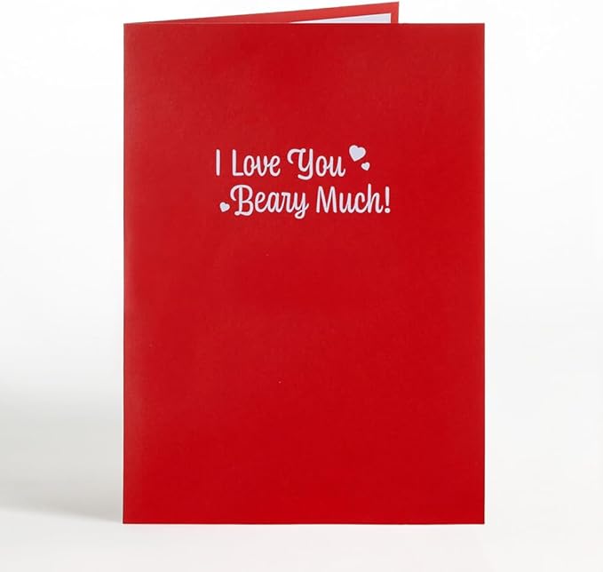 Lovepop Plushpop Soft Animal Pop-Up Card for Her and Him - 3D Bear Everyday Greeting Card for Boys, Girls, Men, Women - Love You - 6" x 8" Card - Brown