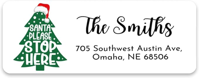 Personalized Christmas Return Address Labels - Custom Holiday Return Address Labels, Set of 120 Self Adhesive Mailing Rectangle Personalized Name Stickers (Pattern 6)