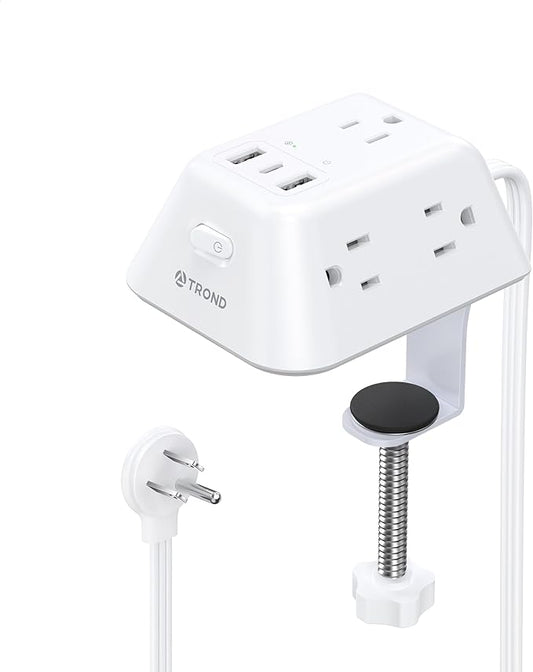 Desk Clamp Power Strip, Surge Protector with 5 AC Outlets and 3 USB Ports, Desk Mount Charging Station, Fit 1.97in Tabletop Edge Thick, 6FT Extension Cord, for Home Office Gaming Accessories