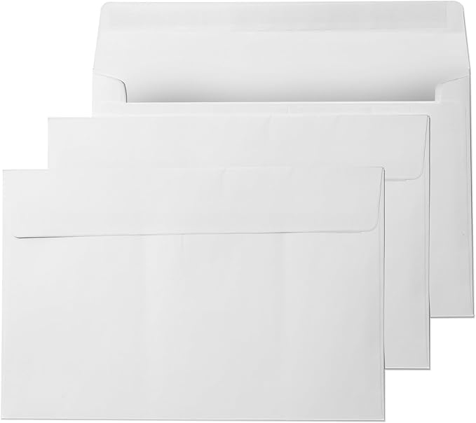 Pack It Chic - 5.75” X 8.75” Envelopes (250 Count) White A9 Peel-and-Stick Envelopes for Photos, Letters, Invitations, Weddings, Announcements, and Holidays - 5 3/4" X 8 3/4"