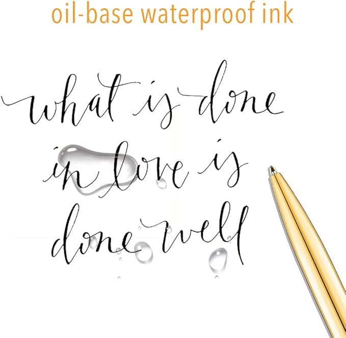 Unibene 6 Pack Gold Click Ballpoint Pens - Black ink Medium Point(1 mm), Metallic Retractable Pen Nice Gift for Business Office Students Teachers Wedding Christmas