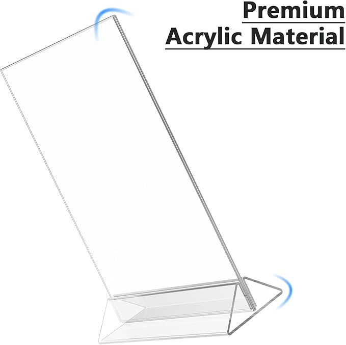MaxGear 8.5 X 11 Acrylic Sign Holder 6pack, Clear Display Stand Plastic Paper Stand, Double Sided Picture Stands for Table, Vertical Menu Stand Flyer Display for Stores, Restaurants, Hotels, Office