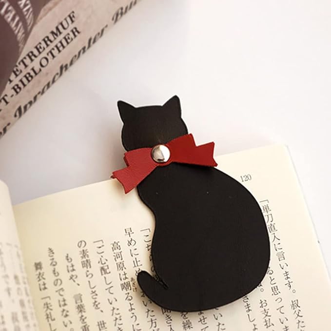Leather Bookmark Cat Shape Page Label,Cute Page Marker for Reading Marks,Book Lovers Gift