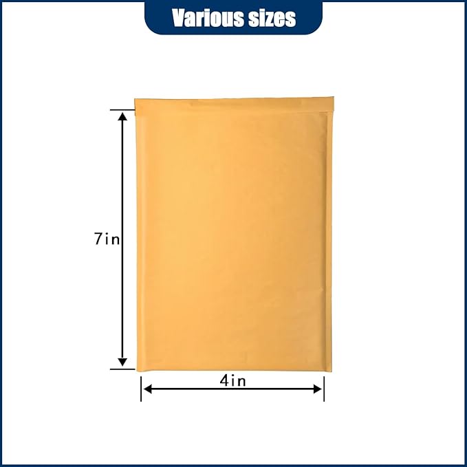 Natural Kraft Bubble Mailer Envelopes, Small Bubble Mailers 4x7 Inch, 10 Pack Padded Envelopes, Self-Seal Shipping Envelope,Tear-Resistant Mailing Envelope Padded