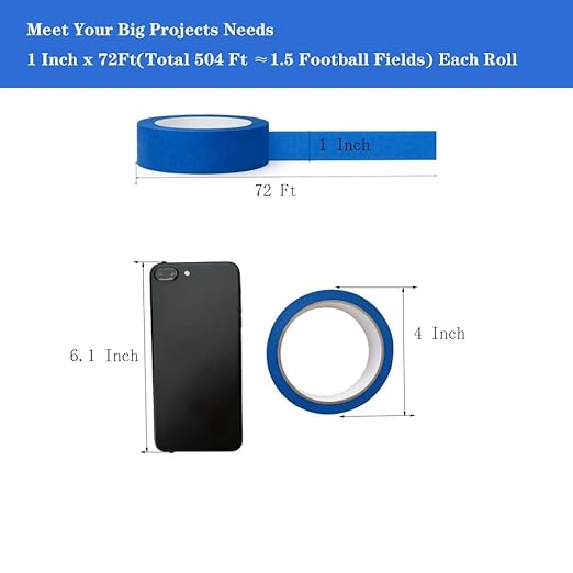 Colored Masking Tape 7-Pack, 1 Inch x 72 Ft (Total 504 Ft) Color Painters Tape Set, Colorful Craft Teacher Tapes Great for Labeling or Coding, Arts&Craft, DIY, Decoration Room, Classroom Supply