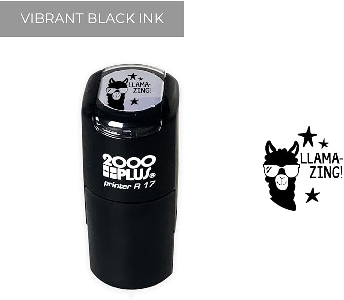 Llama Stamp / 2000 Plus Self Inking Teacher Cute Animal Reward Stamper / 9/16" Small Black Llama-zing Imprint Planner Worksheet Stamp