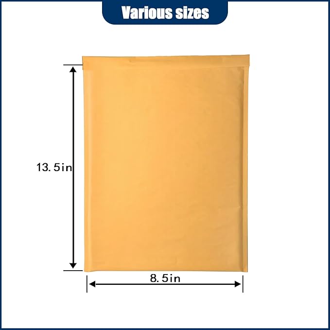 Natural Kraft Bubble Mailer Envelopes, Small Bubble Mailers 8.5x13.5 Inch, 100 Pack Padded Envelopes, Self-Seal Shipping Envelope,Tear-Resistant Mailing Envelope Padded
