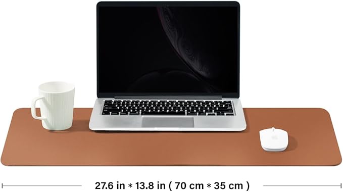 Leather Desk Mat - Non-Slip PU Desk Pad for Office and Home - Desk Organization and Accessories - Ideal for Large Mouse Pad and Desk Mats on Top of Desks (Brown,27.6"x 13.8")