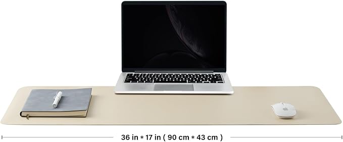 Leather Desk Mat - Non-Slip PU Desk Pad for Office and Home - Desk Organization and Accessories - Ideal for Large Mouse Pad and Desk Mats on Top of Desks (Beige,36"x 17")