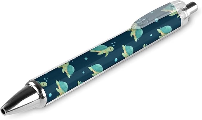 2 Pcs Sea Turtles Green Pens with Refillable Black Ink, 0.5mm Retractable Ballpoint Pens Cute Ballpoints Pen for Home Accessories Stationary