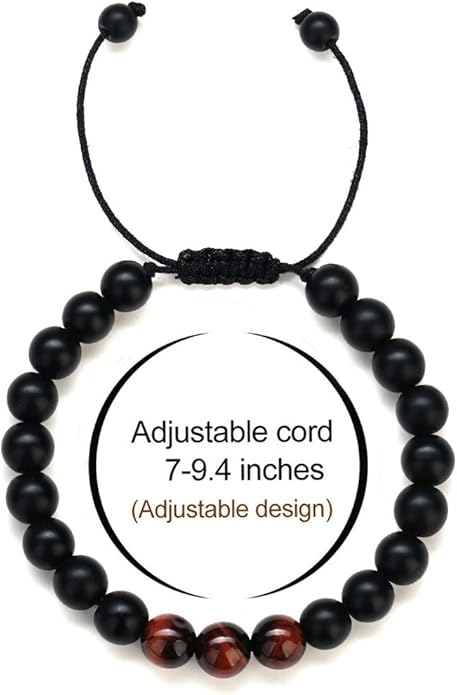 M MOOHAM Natural Stone Bracelets for Men - 8mm Tiger Eye | Matte Agate | Lava Rock Bracelets for Men Teen Boys Gifts Birthday Anniversary Christmas Gifts for Men Teens