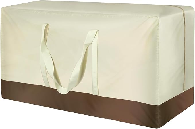 Patio Cushion Storage Bags 420D Waterproof Outdoor Storage Bag Furniture Cushion Cover Christmas Tree Storage Bag with Handles and Zipper 60"L x 20"W x 28"H Beige