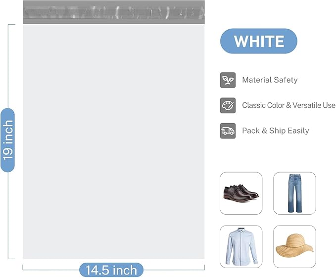 Metronic Poly Mailers 14.5x19 1500 Pack White, Large Shipping Bags Bulk Mailing Envelopes for Small Business, Mailers Poly Bags for Shipping Self Seal, Mailing Envelope Packaging Bags