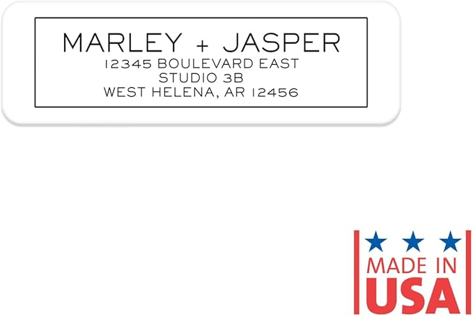 Simple Modern Outline Rolled Address Labels/Roll of 250 Square Box Personalized Address Labels/Designer Return Address Stickers in Elegant Plastic Dispenser