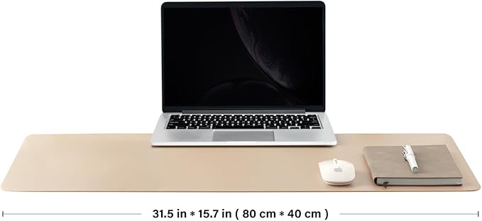 Leather Desk Mat - Non-Slip PU Desk Pad for Office and Home - Desk Organization and Accessories - Ideal for Large Mouse Pad and Desk Mats on Top of Desks (Apricot,31.5"x 15.7")