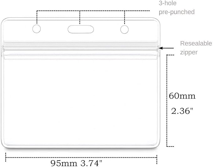 Name Tags Lanyard Badge Holder Pairs (Set of 50, Black): Woven Round Lanyard & Horizontal Sealable Waterproof Clear Plastic ID Card Name