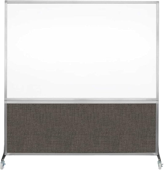DivideWrite Mobile Whiteboard | Double Sided Dry Erase Board | Portable Office Cubicle Partition | Display for Classrooms, Conference Rooms, Meeting Areas and More | Mocha Fabric 6' Wide x 6' Tall