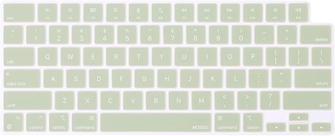 MOSISO Keyboard Cover Skin Compatible with MacBook Air 15 inch M3 A3114 M2 A2941/Air 13.6 A3113 A2681/Pro 14/16 M4 M3 M2 M1, Sage Green