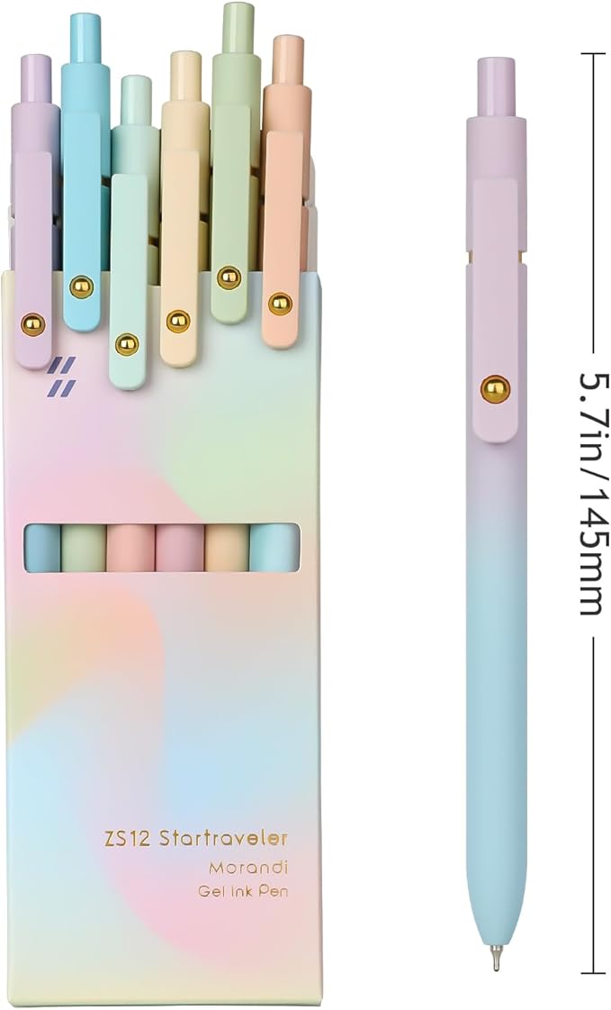 Ddaowanx Gel Pens,0.7mm Quick Dry Black Ink,Fine Point Smooth Writing Pen,Aesthetics Office School Supplies,Gifts for Women,stocking stuffers for teen girls (6 Pcs Gradient, Black)