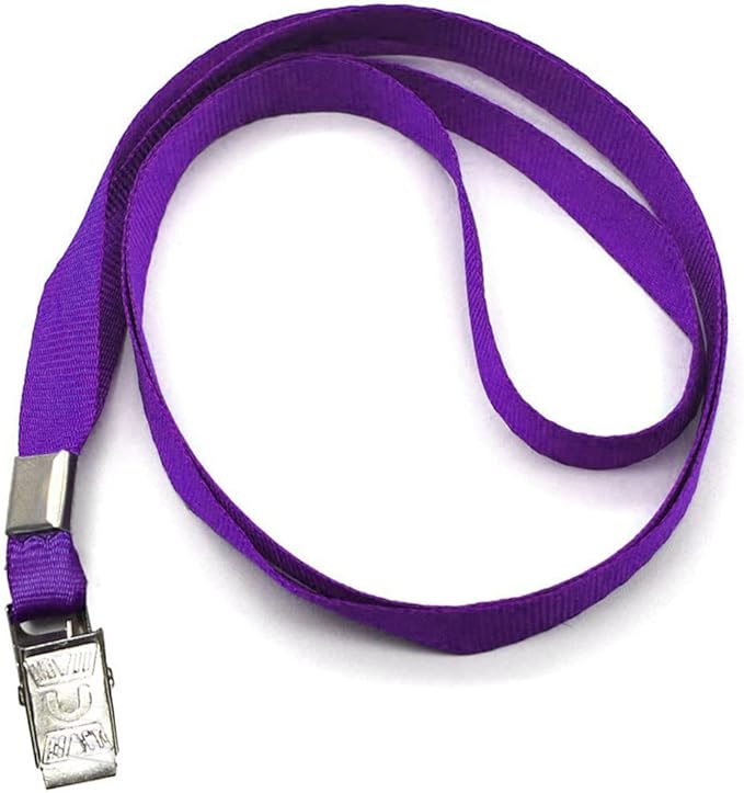 Beebel Purple Lanyards 100 Pack Nylon Flat Badge Lanyard for Id Badge Name Tag (Purple, 100 Pack)