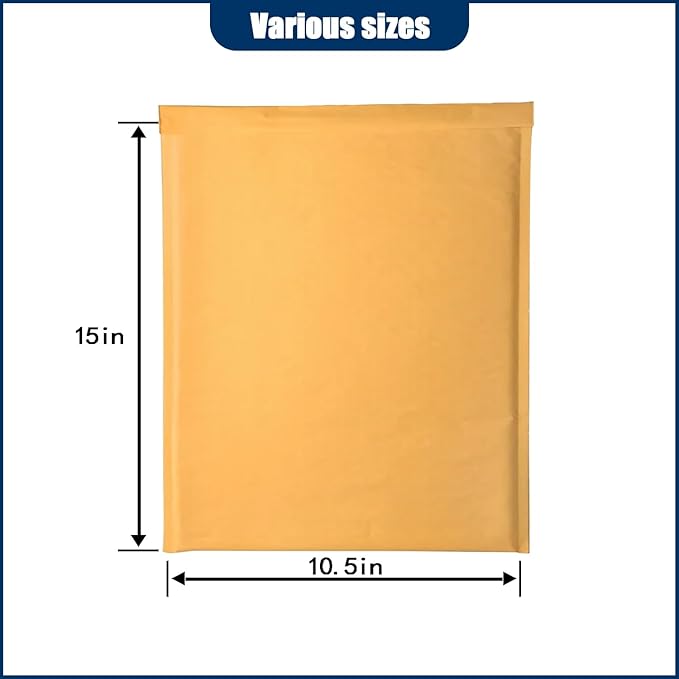 Natural Kraft Bubble Mailer Envelopes, Small Bubble Mailers 10.5x15 Inch, 100 Pack Padded Envelopes, Self-Seal Shipping Envelope,Tear-Resistant Mailing Envelope Padded