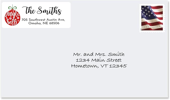 Personalized Christmas Return Address Labels - Custom Holiday Return Address Labels, Set of 120 Self Adhesive Mailing Rectangle Personalized Name Stickers (Pattern 3)